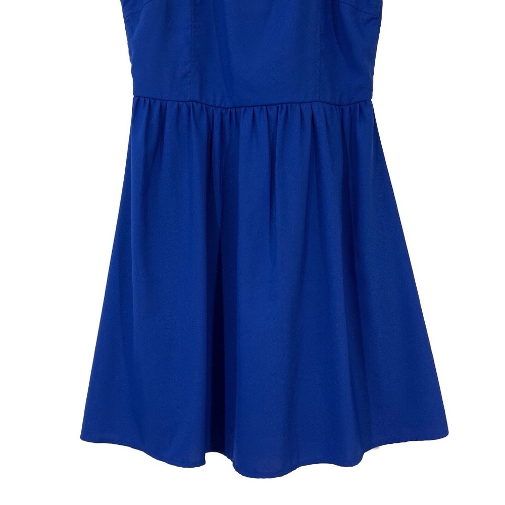 C. Luce Women’s Size Small Solid Blue Cut Out Sleeveless Fit and Flare Dress - Picture 3 of 10